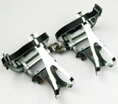 Alloy pedal with toe-clips